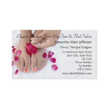 pretty fuchsia pink rose pedicure salon business invitations
