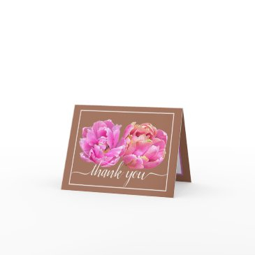 pretty pink tulips chic floral bouquet thank you invitations