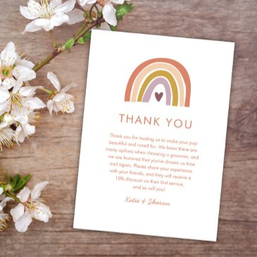 pretty rainbow peach lavender boho babysitter thank you invitations