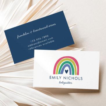 pretty rainbow pink navy green boho babysitter business invitations