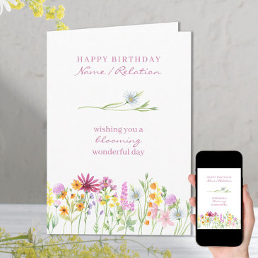 pretty wildflower blooming wonderful birthday invitations
