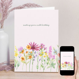 Small Pretty Wildflower Wild Birthday Invitations Front View