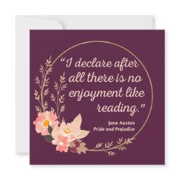 Small Pride And Prejudice Quote Iii - Cute Style Invitation Front View