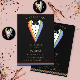 Small Pride Rainbow Lgbtq Heart Wedding Invitation Front View