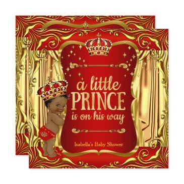 prince baby shower red gold african american invitation
