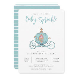 Small Princess Cinderella Carriage | Girl Baby Sprinkle Invitation Front View