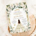 princess quinceañera champagne ivory roses dress invitation