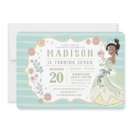 Small Princess Tiana | Floral Watercolor Birthday Invitation Front View