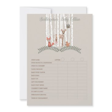 printable game! for woodland creatures baby shower invitation