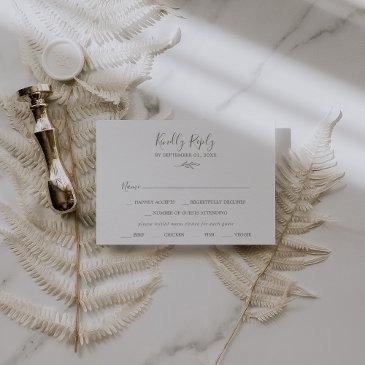 printable minimal leaf olive green menu rsvp invitations