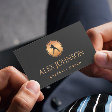professional baseball coach player gold black logo business invitations