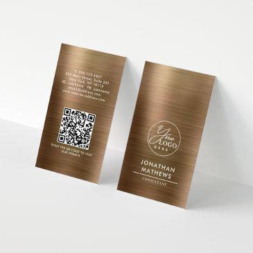professional brushed metallic gold logo qr code business invitations