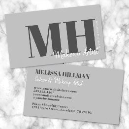 Small Professional Elegant Gray Monogram Business Invitations Front View