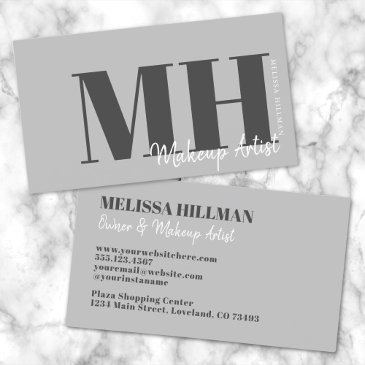 professional elegant gray monogram business invitations