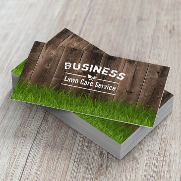 professional lawn care & landscaping service wood business invitations