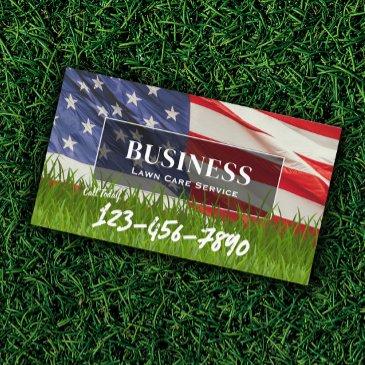 professional lawn & landscaping service us flag business invitations