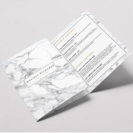 Small Professional Luxe Minimalist White Marble Brochure Front View