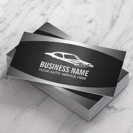 Small Professional Metal Background Car Automotive Business Invitations Front View