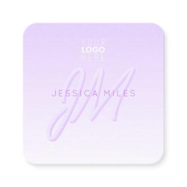 professional name & slogan template | light purple square business invitations