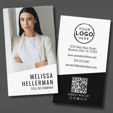 professional photo qr code company logo vertical business invitations