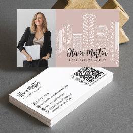 Small Professional Real Estate | Photo Qr Code  Business Invitations Front View