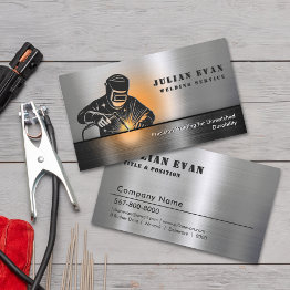Small Professional Shiny Black Welding Metal Fabricator Business Invitations Front View