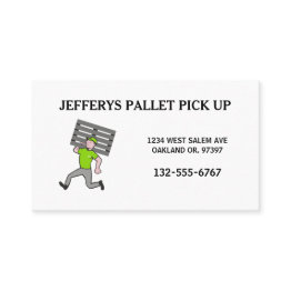 Small Professional Wood Pallet Cartoon Guy Business Invitations Front View