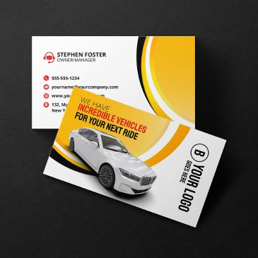 professional yellow car rental car hire automobile business invitations