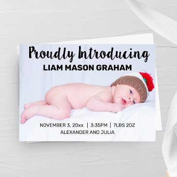 proudly introducing birth announcement