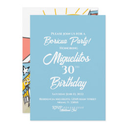 Small Puerto Rican Boricua Hispanic Latin Block Party Invitation Front View