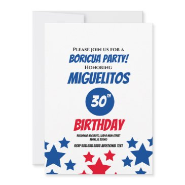 puerto rican hispanic latin birthday party blue invitation