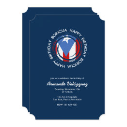 Small Puerto Rico Birthday: Boricua Theme Invitation Front View