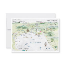 Small Puerto Vallarta, Mexico | Wedding Itinerary Map Invitation Front View