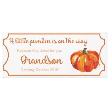 pumpkin baby announcement ticket grandson