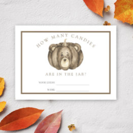 Small Pumpkin Bear Baby Shower Guess How Many Candies Enclosure Invitations Front View