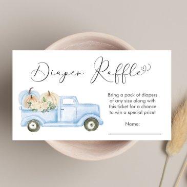 pumpkin blue truck baby boy shower diaper raffle enclosure invitations