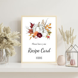 Small Pumpkin Bridal Shower Recipe Request Poster Front View