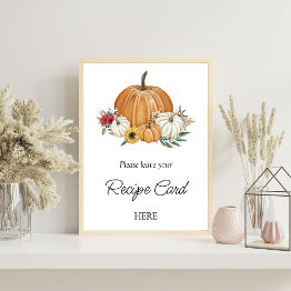 Small Pumpkin Fall Bridal Shower Recipe Request Poster Front View