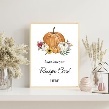 pumpkin fall bridal shower recipe request poster