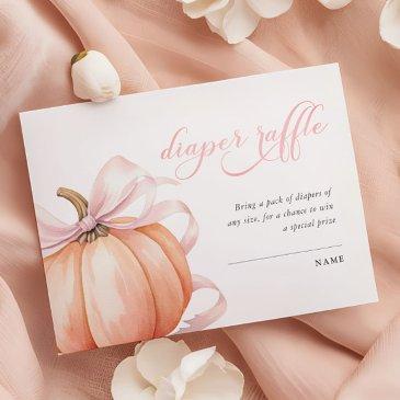 pumpkin pink bow baby shower diaper raffle enclosure invitations