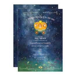 Small Pumpkin Princess Enchanted Forest Girl Baby Shower Invitation Front View