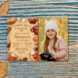 Small Pumpkin Spice And Everything Nice With Photo Invitation Front View