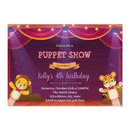 Small Puppet Show Birthday Invitation Front View
