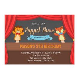 Small Puppet Show Party Invitation Front View