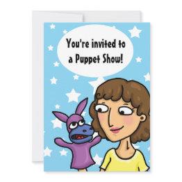 Small Puppet Show Party Invitation Front View