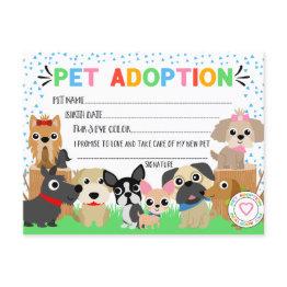 Small Puppy Adoption Certificate For A Pet Adoption Invitation Postinvitations Front View
