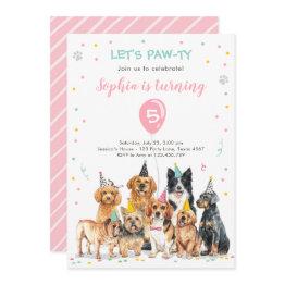 Small Puppy Birthday Invitation Dog Party Pawty Girl Front View