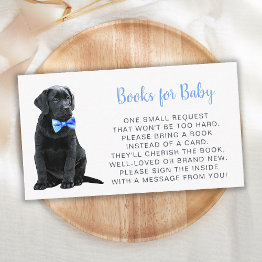 Small Puppy Dog Baby Shower Blue Boy Book Request Enclosure Invitations Front View
