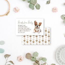 Small Puppy Dog Themed Baby Shower Books Request Enclosure Invitations Front View
