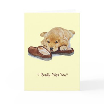 puppy golden retriever sad dog missing you invitations